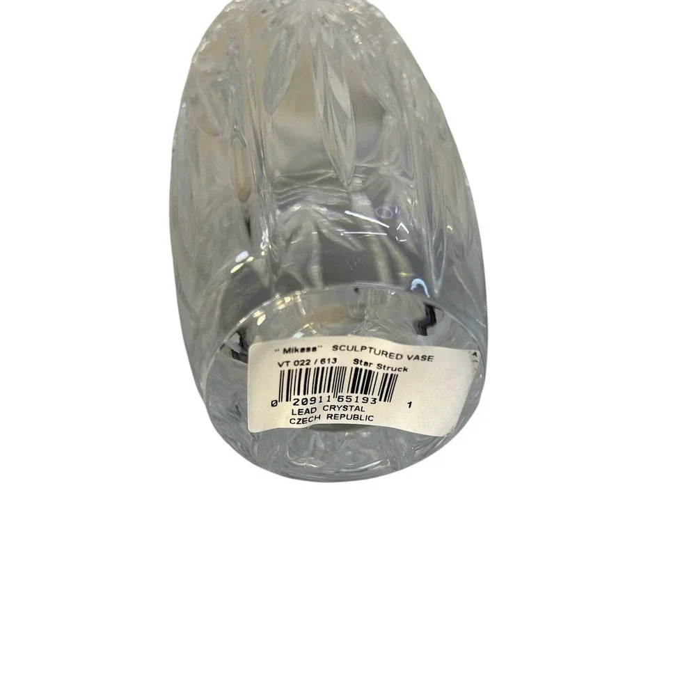Mikasa Crystal Vase Adults OSFM Clear NEW Geometric Faceted Centerpiece
